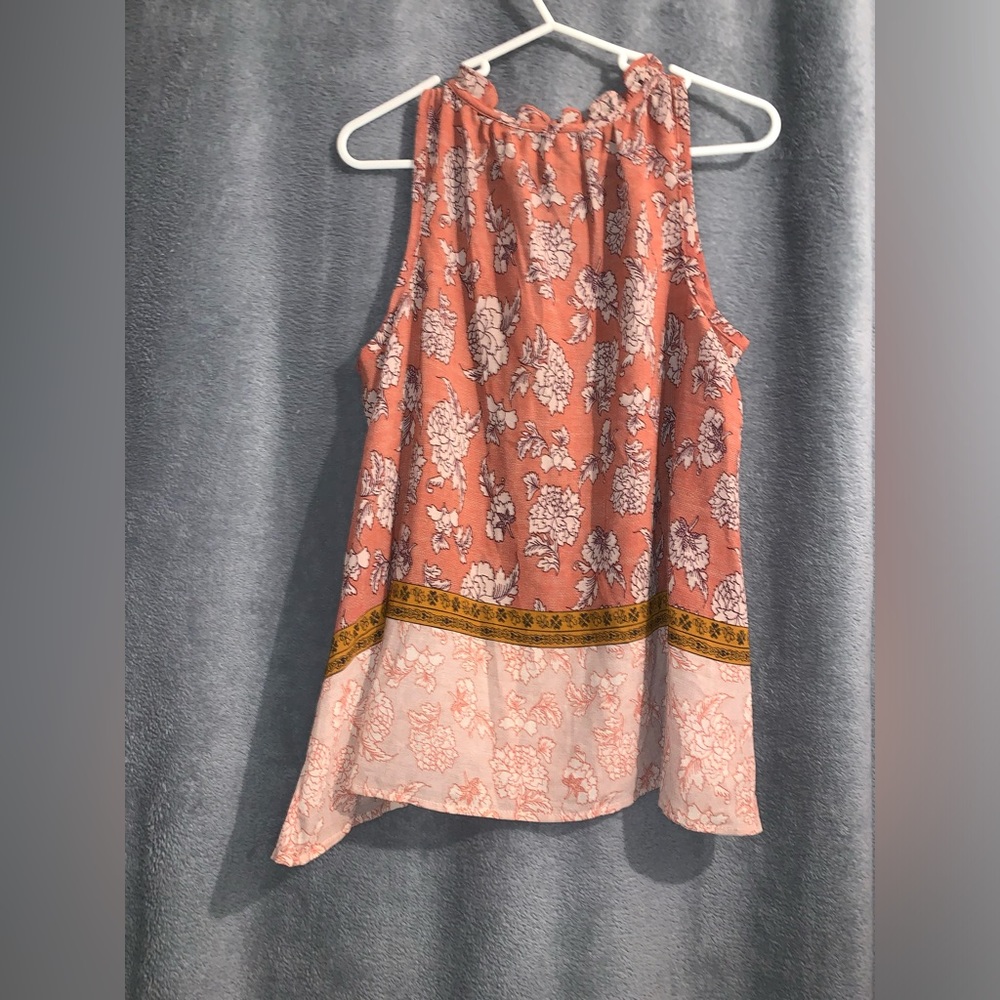 Xhilaration blouse. Size XL. Peachish Pink color with flower pattern. - Picture 2 of 3